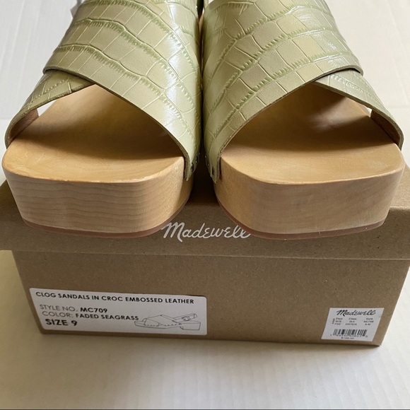 Madewell Farrah Croc Embossed Leather Slingback Clog NWT - Picture 6 of 16